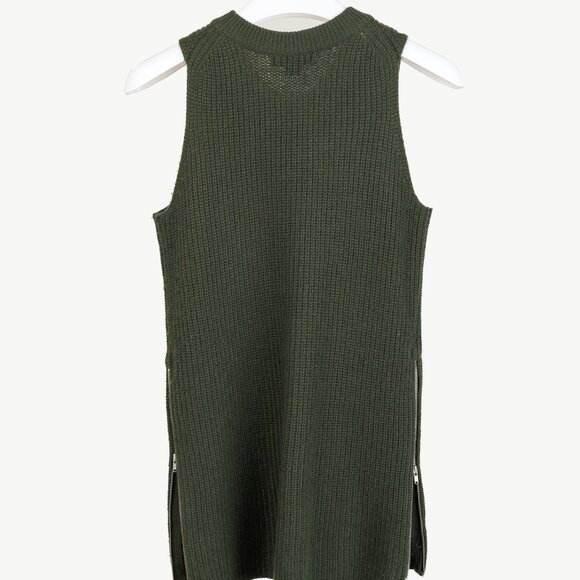 Holt Renfrew Green Cashmere Side-Zipper Sweater Vest - Picture 2 of 9